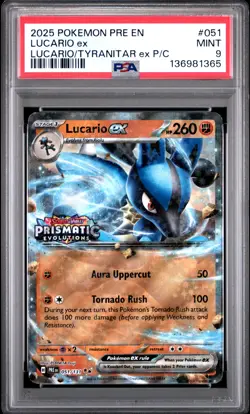 Lucario Ex Pokemon Pre En-Prismatic Evolutions 051 NM PSA 9 - Image 1