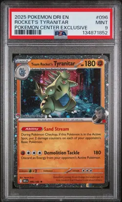 Team Rocket’s Tyranitar 096/182 Pokemon Center Exclusive PSA 9 Pokemon TCG - Image 1