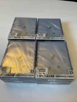 4 Pokemon Gold Pikachu Toploaders + Penny Sleeves Ultra PRO Official 100ct total - Image 2