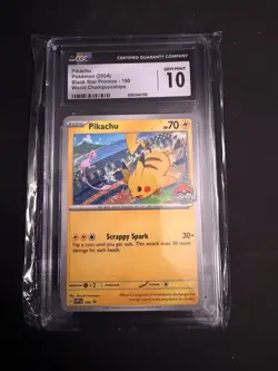 Pokemon Pikachu #190 (World's Stamp 2024) Black Star Promo - CGC 10 MINT - Image 1