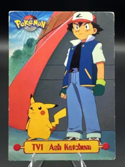 1999 Topps Pokemon TV Animation Edition Series 1 #TV1 Ash Ketchum - Image 1