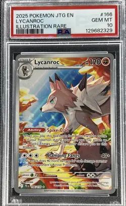 Pokemon Journey Together - EN ** LYCANROC ** #166 Illustration Rare 💎PSA 10💎 - Image 1