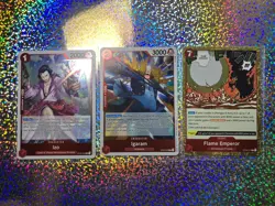 One Piece Card Game Foil: OP04-002 Igaran; OP03-003 Izo; OP03-016 Flame Emperor - Image 1