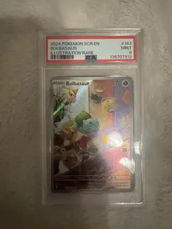 Pokemon TCG Bulbasaur Illustration Rare Holo #143 PSA 9 Card Stock 2024 - Image 1