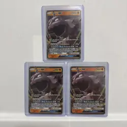 Lot Of 3 Onix GX Pokemon Cards Hidden Fates #36 Sleeved & Toploaded NM - Image 1
