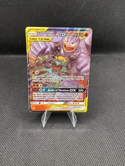 Pokemon Card TCG Marshadow & Machamp GX 82/214 Unbroken Bonds Ultra Rare Holo LP - Image 1