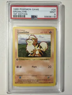Pokemon PSA 9 1st Edition Growlithe 028/102 Base Set (Shadowless) - Image 1