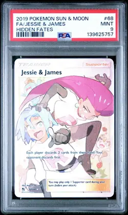 Pokemon Jesse & James Full Art Trainer PSA 9 Sun And Moon Hidden Fates 68/68 MT - Image 1