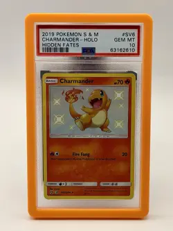 Pokemon TCG Charmander SV6/SV94 Shiny Holo Rare Hidden Fates PSA 10 - Image 1