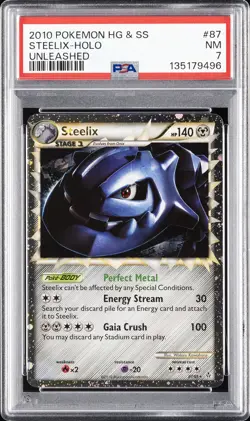 2010 POKEMON HEARTGOLD & SOULSILVER UNLEASHED #87 STEELIX-HOLO PSA 7 - Image 1