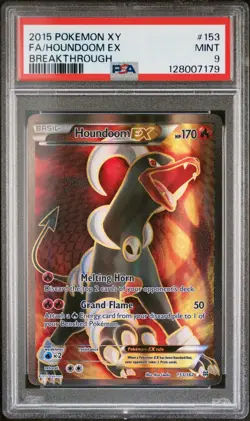 2015 POKEMON XY BREAKTHROUGH HOUNDOOM EX #153 PSA 9 MINT #128007179 - Image 1