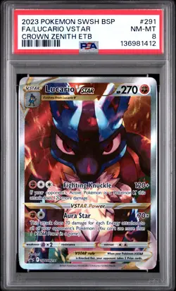 Fa/Lucario Vstar Pokemon Swsh Black Star Promo 291 NM PSA 8 - Image 1