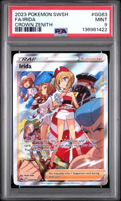 Fa/Irida Pokemon Sword And Shield Crown Zenith GG63 NM PSA 9 - Image 1