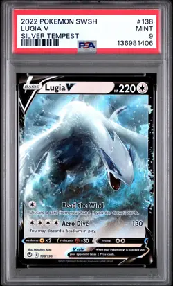 Lugia V Pokemon Sword & Shield Silver Tempest 138 NM PSA 9 - Image 1