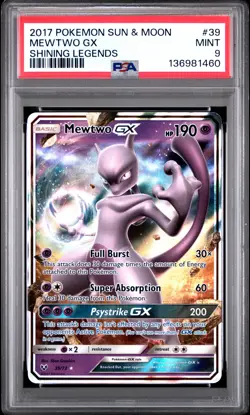 Mewtwo Gx Pokemon Sun & Moon Shining Legends 39 NM PSA 9 - Image 1