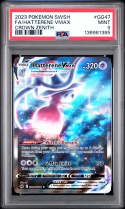 Fa/Hatterene Vmax Pokemon Sword And Shield Crown Zenith GG47 NM PSA 9 - Image 1