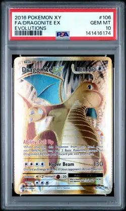 2016 POKEMON XY EVOLUTIONS #106 FULL ART/DRAGONITE EX PSA 10 - Image 1