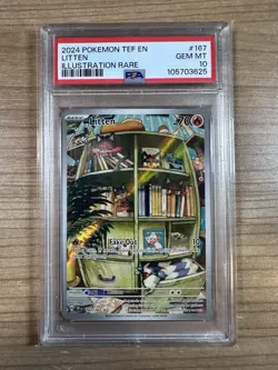 Litten 2024 Pokemon Illustration Rare #167 PSA 10 GEM MINT Temporal Forces TEF - Image 1