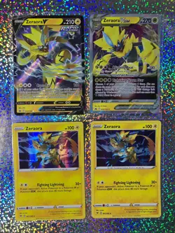 Pokemon TCG: 055/159 Zeraora VSTAR; 053/198 Zeraora V; Holo 061/185 Zeraora - Image 1