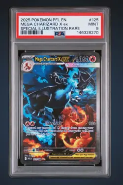 PSA 9 MINT 2025 POKEMON PFL EN-PHANTASMAL FLAMES #125 MEGA CHARIZARD X ex SIR - Image 1