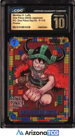 One Piece 2025 Monkey D Luffy P-110 One Piece Day'25 Japanese BLACK LABEL CGC 10 - Image 1
