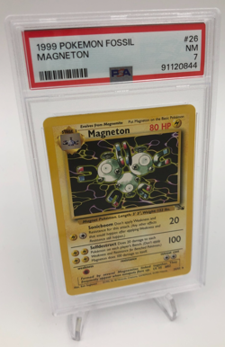 1999 POKEMON FOSSIL Trading Card MAGNETON #26/62 slab graded PSA NM 7 - Image 1