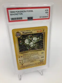 1999 POKEMON FOSSIL Trading Card MAGNETON #26/62 slab graded PSA NM 7 - Image 5