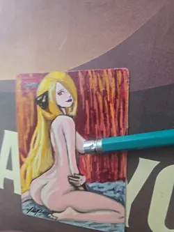 Hand-Painted MTG Island Alter – Cynthia Pokemon Fan Art, Magic Custom by BAZAYO - Image 4