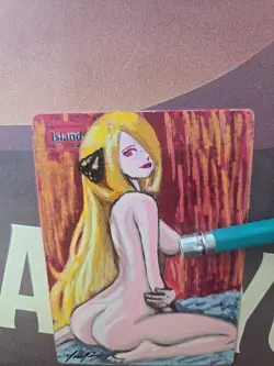 Hand-Painted MTG Island Alter – Cynthia Pokemon Fan Art, Magic Custom by BAZAYO - Image 5