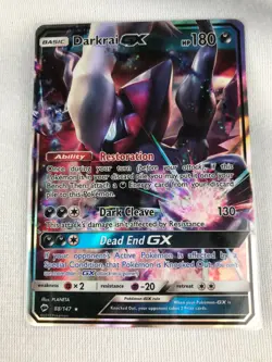 Darkrai GX ULTRA RARE 88/147 SM Burning Shadows Pokemon HOLO NM 2017 - Image 3