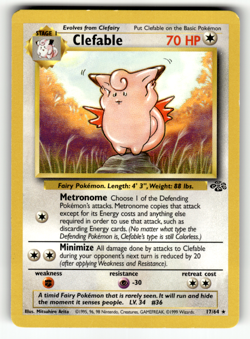 Pokemon TCG - Clefable 17/64 - Non Holo Rare - Jungle 1999 WOTC - Image 1