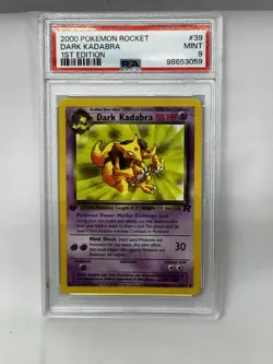 PSA 9 Pokemon 2000 1st Edition Team Rocket Dark Kadabra #39 - Image 1