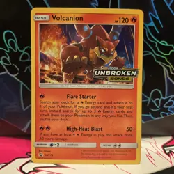 Pokemon TCG Volcanion SM179 Unbroken Bonds Prerelease Promo Holo Rare Stamped NM - Image 1
