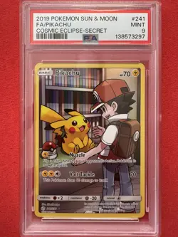 2019 Pokemon Sun & Moon Cosmic Eclipse Pikachu #241 Fa Secret PSA 9 - Image 1