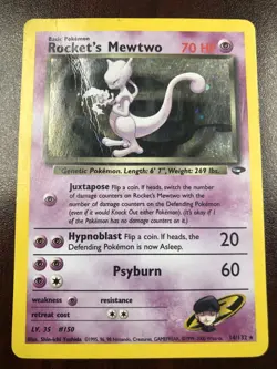 Pokemon Rocket's Mewtwo 14/132 Gym Challenge Holofoil - Damaged - Image 1