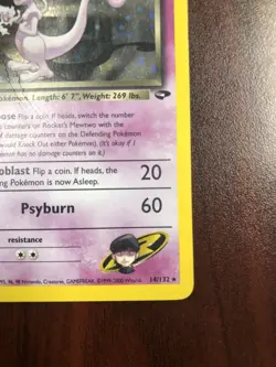 Pokemon Rocket's Mewtwo 14/132 Gym Challenge Holofoil - Damaged - Image 4