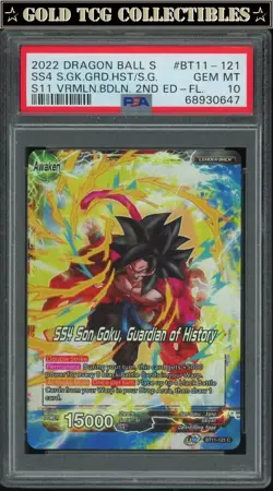 PSA 10 ⭐ SS4 Son Goku Leader Foil Vermilion Bloodline Card DBS DBZ Z Heroes - Image 1