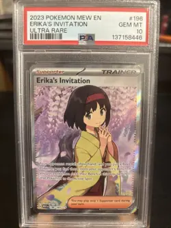Pokemon TCG Scarlet & Violet Trainer Supporter Erika's Invitation 196/165 PSA 10 - Image 1