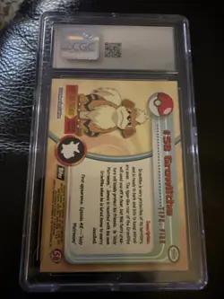 Growlithe 58 Pokemon Topps 1999 Series 1 2nd Print Black Label Silver Foil CGC 8 - Image 2