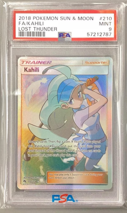 POKEMON SUN & MOON FULL ART KAHILI LOST THUNDER #210 PSA 9 - Image 1