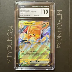 CGC 10 Pokemon TCG Pawmot ex 073/197 SV03: Obsidian Flames Holo NM - Image 1