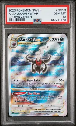 2023 POKEMON SWORD & SHIELD CROWN ZENITH #GG50 FULL ART/DARKRAI VSTAR PSA 10 - Image 1