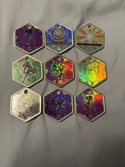 Yugioh Takahashi 9 HOLO Metal Medallion Hexor Lot! Magician, Red Eyes & More! - Image 1
