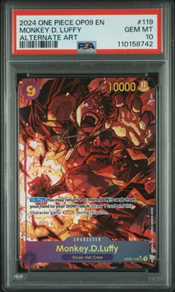 2024 One Piece Monkey D Luffy Op09-119 Alternate Art Psa 10 Card English - Image 1