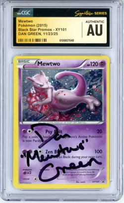CGC Authentic Signed Dan Green Pokemon Trading Card Game Mewtwo XY101 XY Holo - Image 1