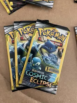 (X18) Pokemon TCG S&M: Cosmic Eclipse 3 Card Mini Booster Pack 18 Packs - Image 3