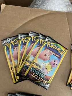 (X18) Pokemon TCG S&M: Cosmic Eclipse 3 Card Mini Booster Pack 18 Packs - Image 5