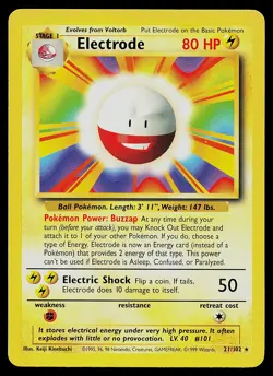 Pokemon Card - Electrode Base Set 21/102 Rare - Image 1