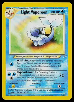 Pokemon Card - Light Vaporeon Neo Destiny 52/105 Uncommon - Image 1