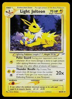 Pokemon Card - Light Jolteon Neo Destiny 48/105 Uncommon - Image 1